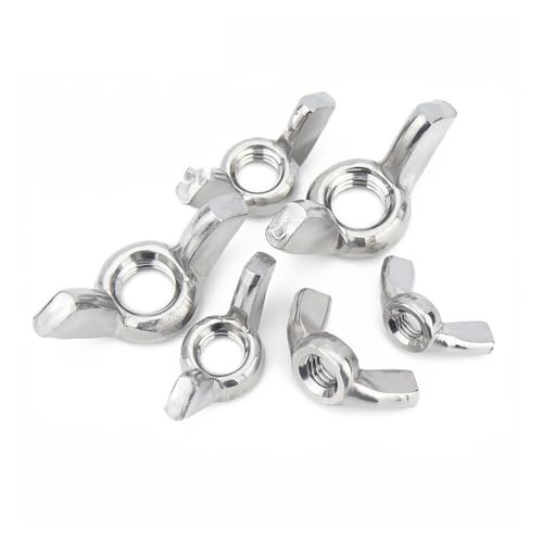 10 Stück Schmetterlingsflügelmuttern M3 M4 M5 M6 M8 M10 M12 Edelstahl verzinkt Flügelmuttern Handfest anziehen Mutter DIN315(Stainless Steel,M5 X10pc) von TULDYS