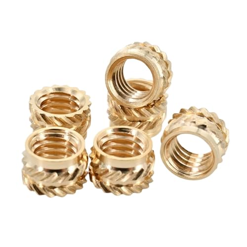 100–300 Stück M2 M2.5 M3 M4 M5 M6 M8 Heat Set Gewindeeinsatz Messingmutter Hot Melt Rändeleinsätze Doppel-Twill-Einbettung Kupfermuttern(100PCS,M3xL6xOD4.5) von TULDYS