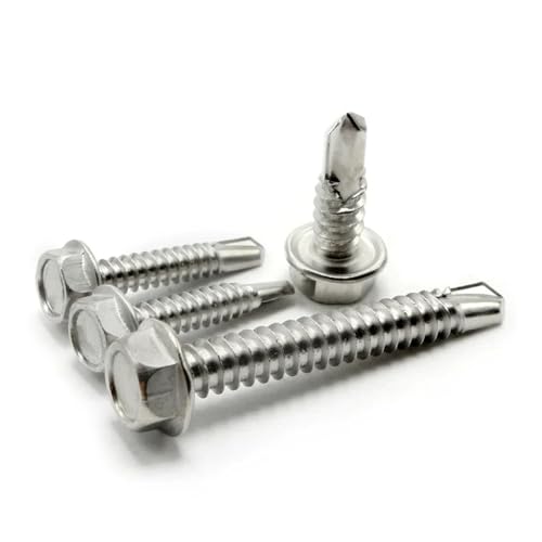 100 STÜCKE 410 Edelstahl Außensechskant Selbstbohrende Schraube M4.2 M4.8 Befestigungselemente Werkzeuge Reparaturzubehör(38mm,M4.8) von TULDYS
