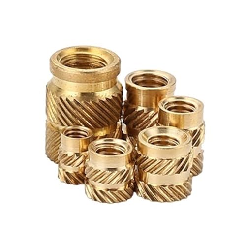 100 Stück Messing-Hotmelt-Einsatzmuttern SL-Typ Doppelt-Twill Rändelmutter Injektion Messingmutter Heizung Formung Kupfergewindeeinsätze Mutter M2(M2 X D3.0 X L4.5) von TULDYS