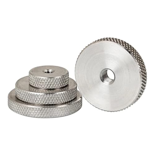 2/5 Stück flache Rändelmutter aus Edelstahl, dünne handgeschraubte Mutter, Rändelmutter, runde Mutter, M3, M4, M5, M6, M8, M10, M12, Dicke 5 mm(M6 x 25 x 5 (5Pcs)) von TULDYS