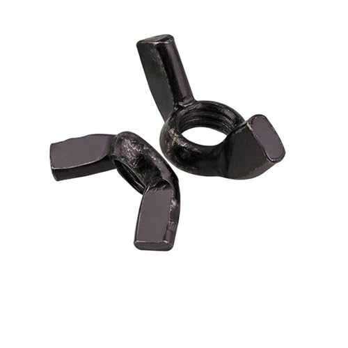 2–10 Stück DIN315 M3 M4 M5 M6 M8 M10 M12 GB62 Schwarz Weiß Nylon 304 316 Edelstahl Rändelmutter Barren Schmetterlingsohr Flügelmutter(Black carbon steel,10pcs M5) von TULDYS