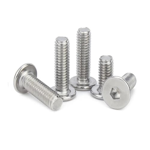 2–50 Stück M1,6 M2 M2,5 M3 bis M12 304 Edelstahl Sechskant-Innensechskant-Steckschlüssel, ultradünn, superflach, Waferkopf-Kopfschraube(6mm,50pcs M2) von TULDYS