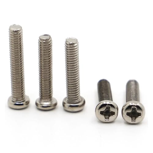 20/50 Stück Kreuzschrauben M1.2 M1.4 M1.6 M2.5 M2 M3 M4 DIN7985 GB818 Vernickelte versenkte runde Flachkopfschrauben(5mm,M2.5 50pcs) von TULDYS