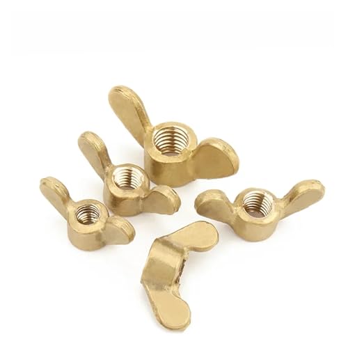 3/5 Stück metrische Messing-Flügelmuttern M3 M4 M5 M6 M8 M10 M12 M14 Schmetterlingsmuttern mit großem Ohr, speziell geformte Handschraubenmutter, Klauenmutter(M4-5pcs) von TULDYS