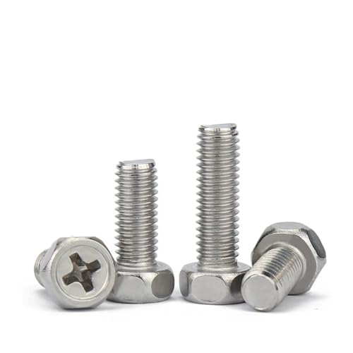 3–100 Stück M1.6 M2 M2.5 M3 M4 M5 M6 M8 304 Edelstahl Kreuzschlitz Außensechskantschraube Außensechskantschraube(3mm,M5-10PCS) von TULDYS