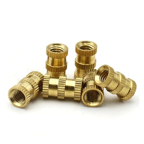 30/50 Stück M1.4 M1.6 M1.7 M2 M2.5 M3 M4 M5 M6 M8 M10 Rändelmuttern aus Messing, Kunststoff-Spritzguss, eingebettete Möbel-Kupfereinsätze(Length 6mm,M2(od3.2mm) x50pcs) von TULDYS