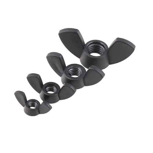 5/10/25 Stück Handfestziehen Schwarze und weiße Nylonmutter Flügelmutter Schmetterlingsmutter Barren Kunststoff-Flügelmuttern M3 M4 M5 M6 M8 M10 M12(Black,M5 10pcs) von TULDYS