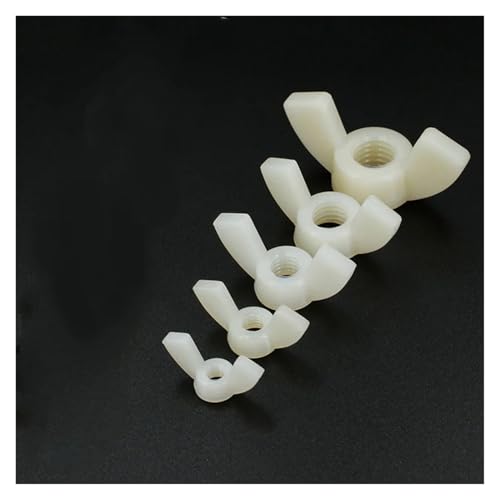 5/10/25 Stück Handfestziehen Schwarze und weiße Nylonmutter Flügelmutter Schmetterlingsmutter Barren Kunststoff-Flügelmuttern M3 M4 M5 M6 M8 M10 M12(White,M4 25pcs) von TULDYS