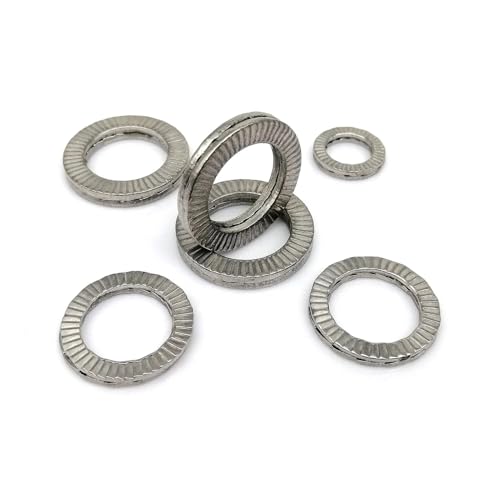 TULDYS 1/5/10 Stück 304 A2-70 Edelstahl Doppeldecker Selbstsichernde Unterlegscheibe Keilschloss Lose Stoßfeste Dichtung M3 bis M36 (Size : M6 10pcs) von SEIDER