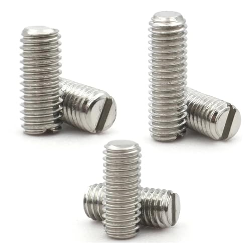 TULDYS 10/20/50 Stück M1.6 M2 M2.5 M3 M4 M5 M6 M8 304 Edelstahl Schlitzkopf Flachkopf Madenschraube Kopflose Stellschrauben(4mm,M6 x10pcs) von TULDYS