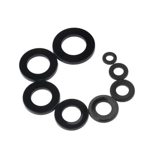 TULDYS 10–200 Stück Nylon-Unterlegscheibe M2 M2.5 M3 M4 M5 M6 M8 M10 M12 M14 M16 M18 M20 schwarze Kunststoff-Isolier-Flachdichtung(M4x10x1 200pcs) von TULDYS