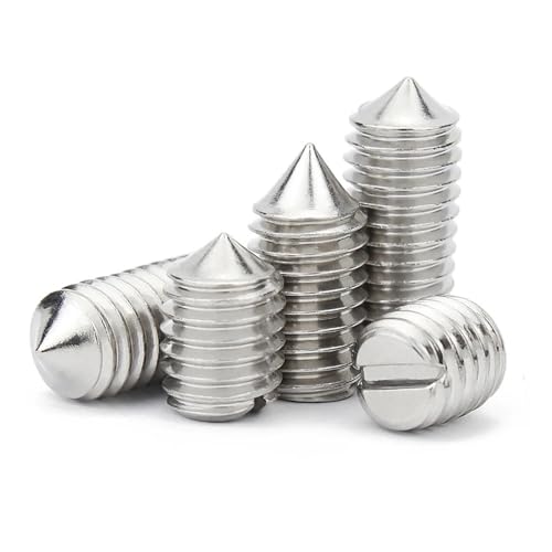TULDYS 10 Stück M1.2 M1.4 M1.6 M2 M2.5 M3 M4 M5 M6 GB71 304 Edelstahl Schlitzkopf Konisches Ende Madenschraube ohne Kopf DIN553(2mm,10pcs M5) von TULDYS