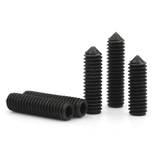TULDYS 10 Stück M2.5 M3 M4 M5 M6 M8 M10 DIN914 Klasse 12.9 Schwarzer Kohlenstoffstahl Innensechskant Sechskant Kegelspitze Madenschraube Bolzen Konisches Ende(2mm (10pcs),M3) von TULDYS