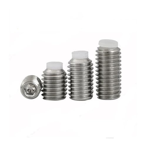 TULDYS 2/5 Stück M3 M4 M5 M6 M8 M10 304 Edelstahl Kopf Innensechskant Kunststoff Nylon Hund konvexer Endpunkt Spitze Madenschraube Stellschraube(5pcs M8x8mm) von TULDYS