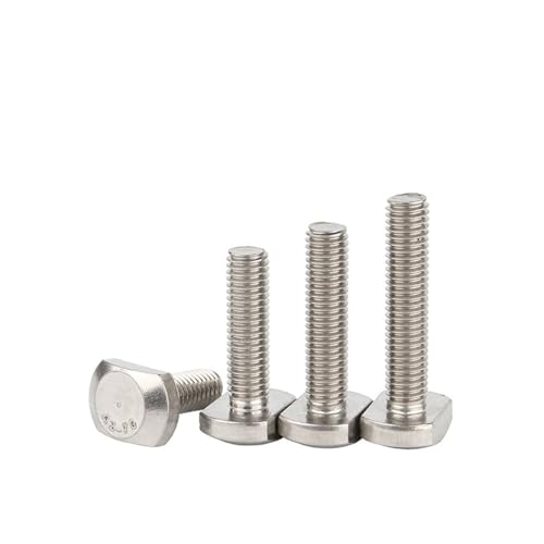 TULDYS 4 Stück M5 M6 M8 M10 M12 304 Edelstahl T-Form Stanzfräsmaschine Schraube Gewindestange Klemmkappenschraube T-Nut-Schrauben T-Kopf-Schraube(55MM_M6) von TULDYS