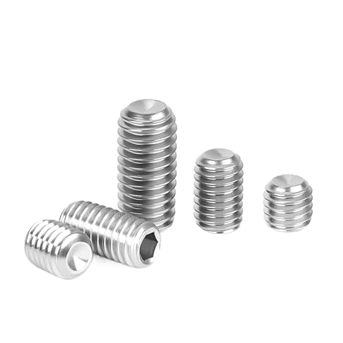 TULDYS 50–100 Stück M1.6 M2 M2.5 M3 M4 M5 M6 M8 M10 DIN916 304 Edelstahl Grade 12.9 Kohlenstoffstahl Sechskant-Innensechskant-Stellschrauben Madenschrauben(304 Stainless Steel,4mm,M2(55pcs)) von TULDYS