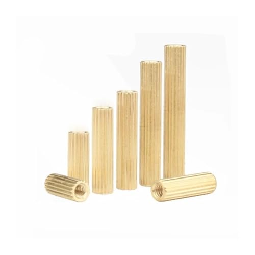TULDYS 50 Stück M2 * L 2 mm Gewinde, gerändelt, Messing, runder Abstandshalter, männlich oder weiblich, M2 Messing-Gewinde, Abstandshalter, Säulen, L = 3 mm bis 40 mm(M2x4) von TULDYS