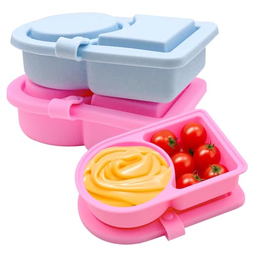 2 Pcs Leak-Proof Silikon Snack Container, Snackbox mit 2 fächern, Snack Container mit Deckel 2 Fach tragbares, wiederverwendbar Snackschale mit Deckel,Silikonsauce/Snack-/ zum Mitnehmen und Ausflug 2 Pcs Leak-Proof Silikon Snack Container, Snackbox mit 2 fächern, Snack Container mit Deckel 2 Fach tragbares, wiederverwendbar Snackschale mit Deckel,Silikonsauce/Snack-/ zum Mitnehmen und Ausflug von TULEBOLIAN