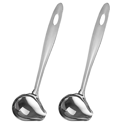 2pcs SchöPflöFfel,SoßEnlöFfel, KüChenhelfer Aus Edelstahl,Beilagensuppe,TeilöFfnungsschaufel,Mit AufhäNgungsloch,Geeignet FüR Hot Pot(Silber) von TULEBOLIAN