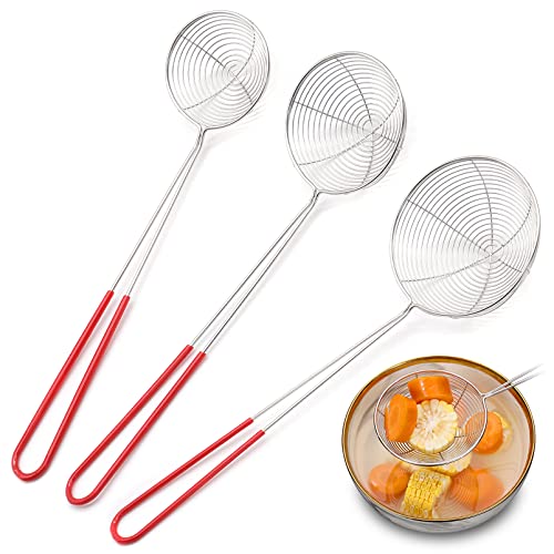 3pcs Sieb Edelstahl KüChensieb,Edelstahl SchaumlöFfel Sieb Feinmaschig KüChensieb,Verschiedene GrößEn,Mit Griffen,FüR Hot Pot Eating Soup Draining Und Pearl Food,Perfekt FüR Fondueparties von TULEBOLIAN