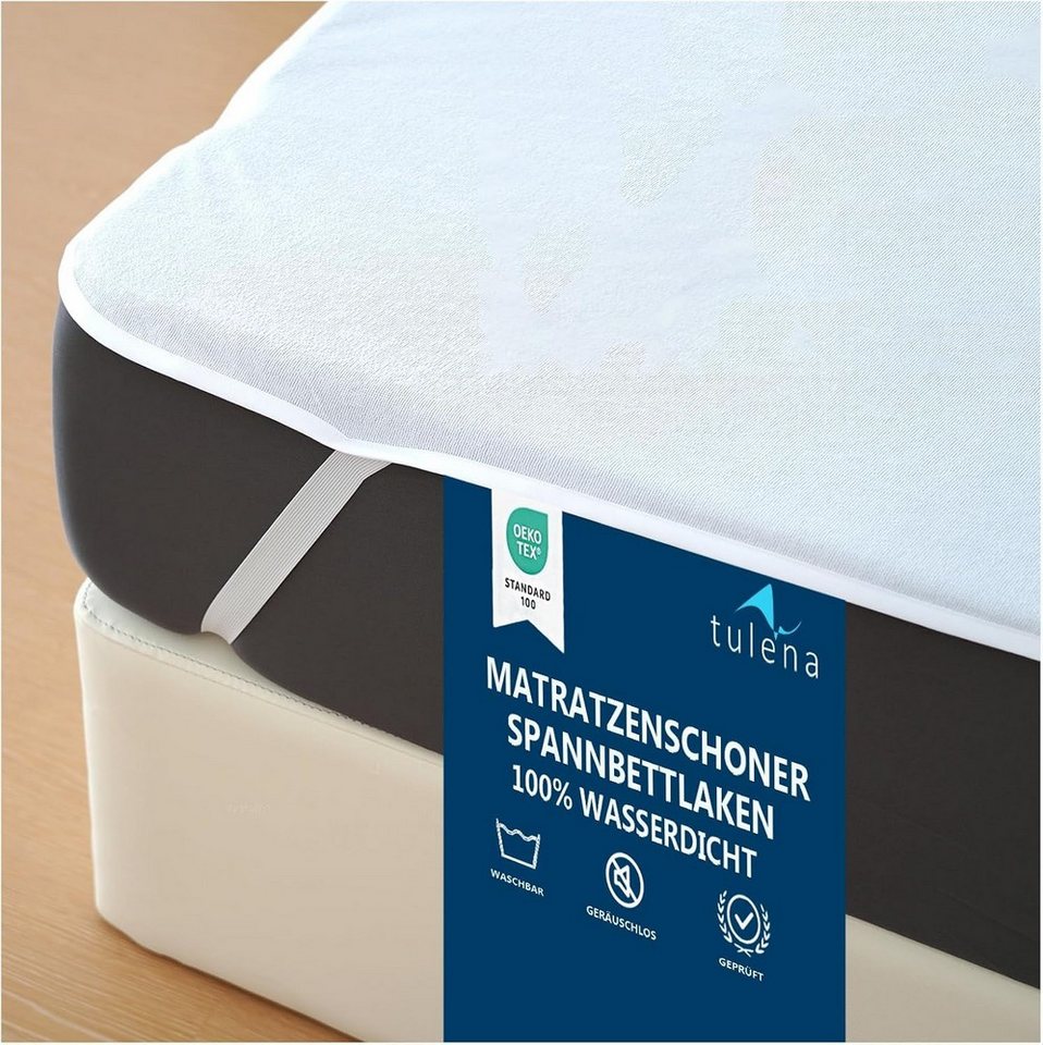 Matratzenschoner Wasserdichter Spannbettlaken Waschbar Matratzenauflage TULENA, Größe 60x120, Frottee – Auflage mit Eckgummis, Oeko-TEX Zertifiziert von TULENA