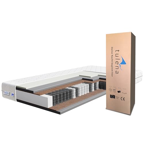 TULENA NOX Taschenfederkern Matratze 90x200 Federkernmatratze H4 + H5 Comfort 23cm hoch Probeschlafen Rollmatratze Wendematratze von TULENA
