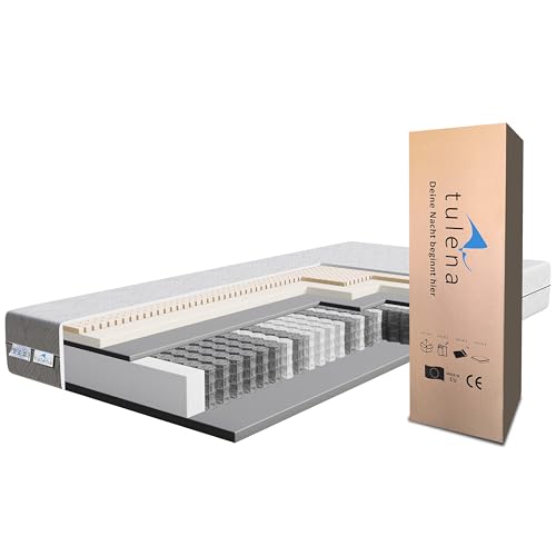 TULENA NOX Matratze 100x190 H2 + H3 Taschenfederkernmatratze 23 cm Comfort Plus Matratze für Kinder und Erwachsene - Wendematratze mit Bezug mit Reißverschluss Rollmatratze Oeko-TEX Zertifiziert von TULENA