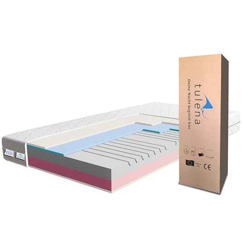 TULENA NOX Matratze 200x200 Komfortschaum mittelfest H3 + H4 Comfort 20 cm Probeschlafen inkl. Wendematratze Antibakterieller Bezug mit Reißverschluss von TULENA