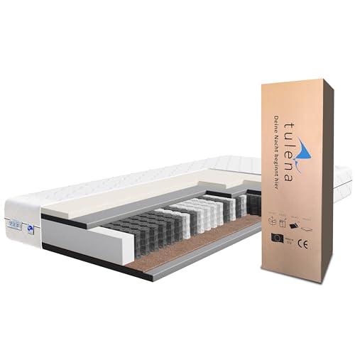 TULENA NOX Taschenfederkern Matratze 100x190 Federkernmatratze H3 + H4 Comfort 23cm hoch Probeschlafen Rollmatratze Wendematratze von TULENA
