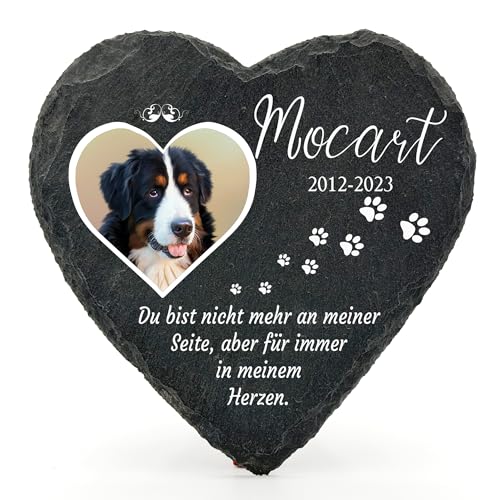 Individueller Personalisiert Herzform Tiergrabstein Schiefer Gedenkstein für Hund, Katze und andere Haustiere Tiere - Größe | 10 x 10 cm | - Herz und Pfotenabdruck Individueller Personalisiert Herzform Tiergrabstein Schiefer Gedenkstein für Hund, Katze und andere Haustiere Tiere - Größe | 10 x 10 cm | - Herz und Pfotenabdruck von TULLUN
