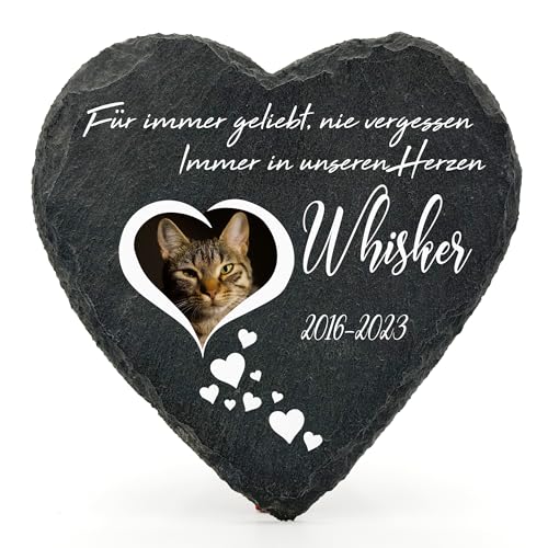 Individueller Personalisiert Herzform Tiergrabstein Schiefer Gedenkstein für Hund, Katze und andere Haustiere Tiere - Größe | 10 x 10 cm | - Kleine Herzen von TULLUN