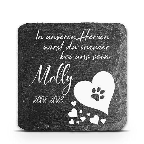 TULLUN Individueller Personalisiert Tiergrabstein Schiefer Gedenkstein für Hund, Katze und andere Haustiere - Größe 10 x 10 cm - Weißes Herz TULLUN Individueller Personalisiert Tiergrabstein Schiefer Gedenkstein für Hund, Katze und andere Haustiere - Größe 10 x 10 cm - Weißes Herz von TULLUN