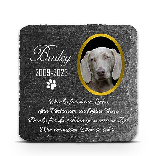 TULLUN Individueller Personalisiert Tiergrabstein Schiefer Gedenkstein für Hund, Katze und andere Haustiere - Größe 10 x 10 cm - Foto und Name TULLUN Individueller Personalisiert Tiergrabstein Schiefer Gedenkstein für Hund, Katze und andere Haustiere - Größe 10 x 10 cm - Foto und Name von TULLUN