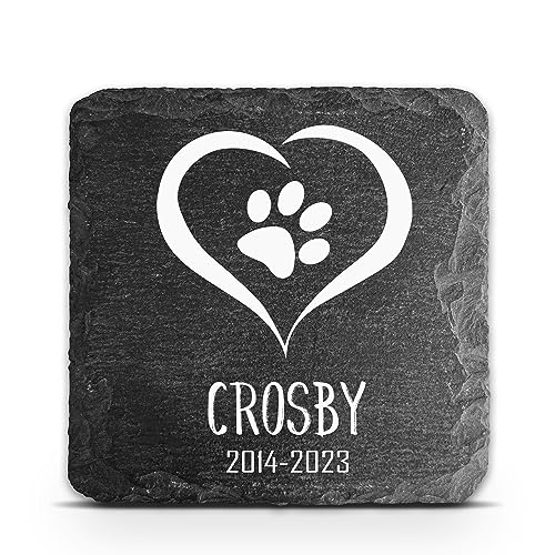 TULLUN Individueller Personalisiert Tiergrabstein Schiefer Gedenkstein für Hund, Katze und andere Haustiere - Größe 10 x 10 cm - Herz TULLUN Individueller Personalisiert Tiergrabstein Schiefer Gedenkstein für Hund, Katze und andere Haustiere - Größe 10 x 10 cm - Herz von TULLUN