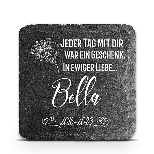 TULLUN Individueller Personalisiert Tiergrabstein Schiefer Gedenkstein für Hund, Katze und andere Haustiere - Größe 10 x 10 cm - In liebevoller Erinnerung TULLUN Individueller Personalisiert Tiergrabstein Schiefer Gedenkstein für Hund, Katze und andere Haustiere - Größe 10 x 10 cm - In liebevoller Erinnerung von TULLUN