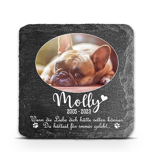 TULLUN Individueller Personalisiert Tiergrabstein Schiefer Gedenkstein für Hund, Katze und andere Haustiere - Größe 10 x 10 cm - Ovales Foto TULLUN Individueller Personalisiert Tiergrabstein Schiefer Gedenkstein für Hund, Katze und andere Haustiere - Größe 10 x 10 cm - Ovales Foto von TULLUN