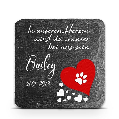 TULLUN Individueller Personalisiert Tiergrabstein Schiefer Gedenkstein für Hund, Katze und andere Haustiere - Größe 10 x 10 cm - Rotes Herz TULLUN Individueller Personalisiert Tiergrabstein Schiefer Gedenkstein für Hund, Katze und andere Haustiere - Größe 10 x 10 cm - Rotes Herz von TULLUN