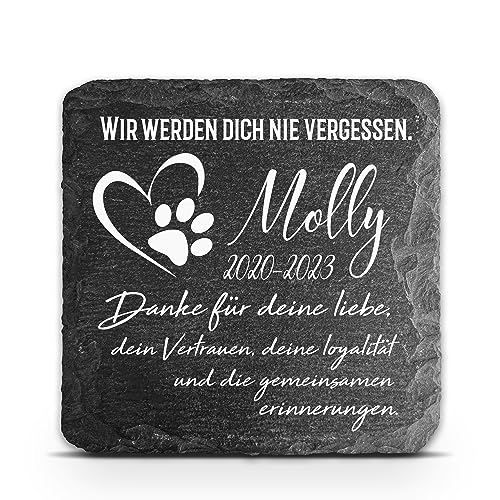 TULLUN Individueller Personalisiert Tiergrabstein Schiefer Gedenkstein für Hund, Katze und andere Haustiere - Größe 10 x 10 cm - Pfotenabdruck TULLUN Individueller Personalisiert Tiergrabstein Schiefer Gedenkstein für Hund, Katze und andere Haustiere - Größe 10 x 10 cm - Pfotenabdruck von TULLUN