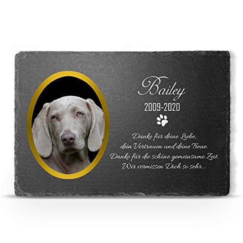 Individueller Personalisiert Tiergrabstein Schiefer Gedenkstein für Hund, Katze und andere Haustiere - Größe 20 x 30 cm - Personalisiert Text und Ovales Foto Individueller Personalisiert Tiergrabstein Schiefer Gedenkstein für Hund, Katze und andere Haustiere - Größe 20 x 30 cm - Personalisiert Text und Ovales Foto von TULLUN