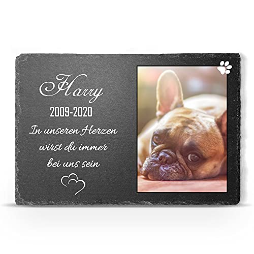 TULLUN Individueller Personalisiert Tiergrabstein Schiefer Gedenkstein für Hund, Katze und andere Haustiere - Größe 20 x 30 cm - Personalisiert Text und Foto TULLUN Individueller Personalisiert Tiergrabstein Schiefer Gedenkstein für Hund, Katze und andere Haustiere - Größe 20 x 30 cm - Personalisiert Text und Foto von TULLUN