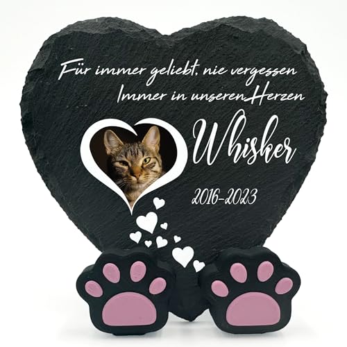 TULLUN Personalisierte Gedenktafel in Herzform Pfotenständer für Haustier Katze Hund Schiefer Stein Rahmen Pelziger Freund Grabstein | 10 x 10 cm| - Herzen&Herz TULLUN Personalisierte Gedenktafel in Herzform Pfotenständer für Haustier Katze Hund Schiefer Stein Rahmen Pelziger Freund Grabstein | 10 x 10 cm| - Herzen&Herz von TULLUN