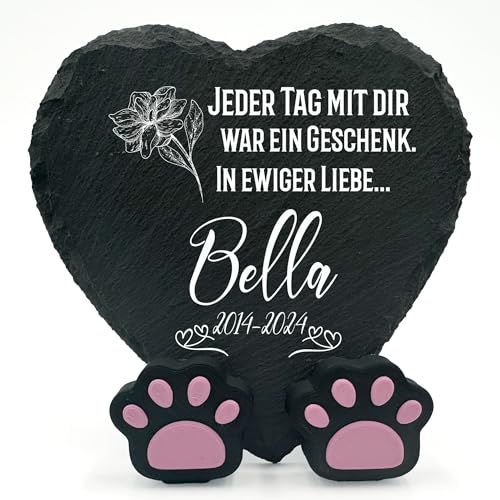 TULLUN Personalisierte Gedenktafel in Herzform Pfotenständer für Haustier Katze Hund Schiefer Stein Rahmen Pelziger Freund Grabstein | 10 x 10 cm| - In liebevoller Erinnerung TULLUN Personalisierte Gedenktafel in Herzform Pfotenständer für Haustier Katze Hund Schiefer Stein Rahmen Pelziger Freund Grabstein | 10 x 10 cm| - In liebevoller Erinnerung von TULLUN