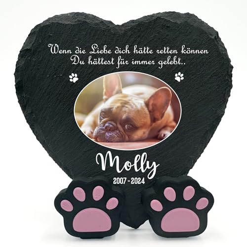 TULLUN Personalisierte Gedenktafel in Herzform Pfotenständer für Haustier Katze Hund Schiefer Stein Rahmen Pelziger Freund Grabstein | 10 x 10 cm| - Ovales Foto TULLUN Personalisierte Gedenktafel in Herzform Pfotenständer für Haustier Katze Hund Schiefer Stein Rahmen Pelziger Freund Grabstein | 10 x 10 cm| - Ovales Foto von TULLUN