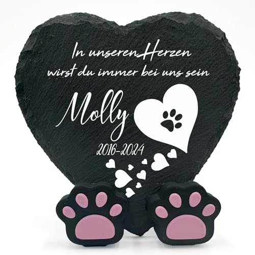 TULLUN Personalisierte Gedenktafel in Herzform Pfotenständer für Haustier Katze Hund Schiefer Stein Rahmen Pelziger Freund Grabstein | 10 x 10 cm| - Weißes Herz TULLUN Personalisierte Gedenktafel in Herzform Pfotenständer für Haustier Katze Hund Schiefer Stein Rahmen Pelziger Freund Grabstein | 10 x 10 cm| - Weißes Herz von TULLUN