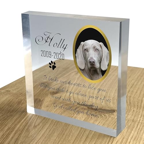 TULLUN Personalisierte Individuelle Benutzerdefinierte Haustier Denkmal Hund Katze Tier Acryl Kristall Klar Block 3D Effekt Plaque Plakette Foto Text Name Datum - Foto & Name |Schwarz| von TULLUN