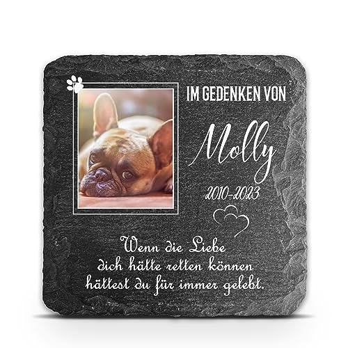 TULLUN Personalisierte dunkelgraue Gedenktafel für Haustier Katze Hund Schiefer Stein Grab Marker - Größe 10 x 10 cm - Weißer Rahmen Foto TULLUN Personalisierte dunkelgraue Gedenktafel für Haustier Katze Hund Schiefer Stein Grab Marker - Größe 10 x 10 cm - Weißer Rahmen Foto von TULLUN