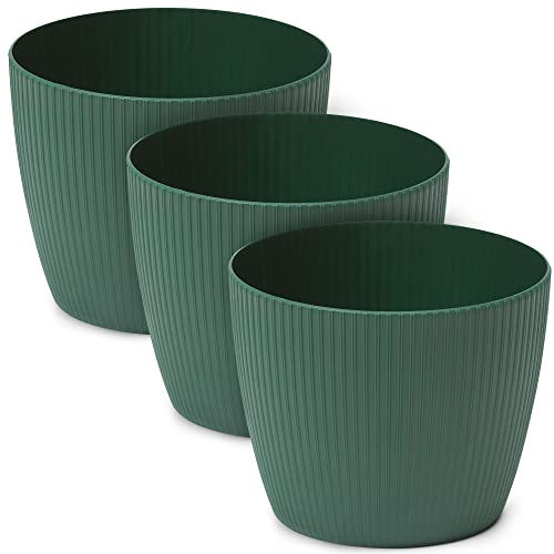 TULMERO Blumentopf matt, Pflanzkübel aus Übertopf Kunststoff Dekorativer Topf für, groß Pflanzen 3X blumenkübel Set, blumenkübel kräutertopf, (3 Pack) Avocado, ø 19 cm von TULMERO