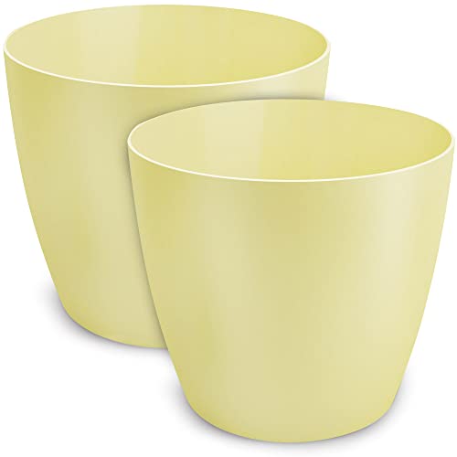 TULMERO Blumentopf matt, Pflanzkübel aus Übertopf Kunststoff Dekorativer Topf für, groß und klein Pflanzen, 2er-Set, blumenkübel kräutertopf, (2 Pack) Gelb, ø 30 cm von TULMERO