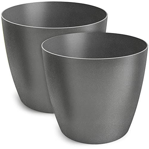 TULMERO Blumentopf matt, Pflanzkübel aus Übertopf Kunststoff Dekorativer Topf für, groß und klein Pflanzen, 2er-Set, blumenkübel kräutertopf, (2 Pack) Graphit, ø 30 cm von TULMERO